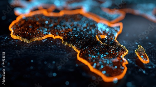 Africa continent illuminated with dots