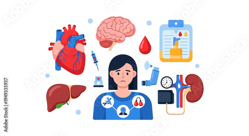 Patient with Chronic Medical Conditions: Illustrating Organ Health, Diagnosis & Treatment