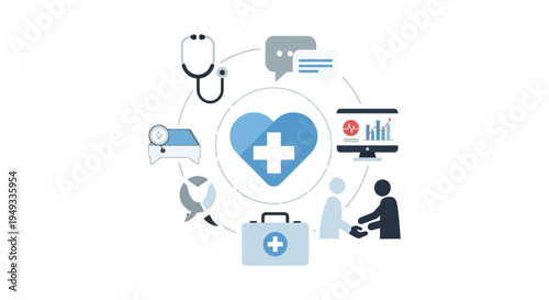 Integrated Digital Healthcare Ecosystem: Patient-Centric Medical Services & Technology Concept