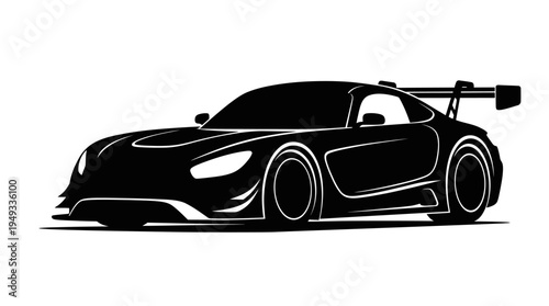 Sleek Black Sports Car Silhouette Vector Illustration.