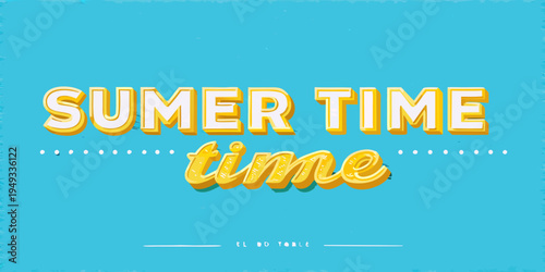 Colorful typography spells summer time against a bright teal background