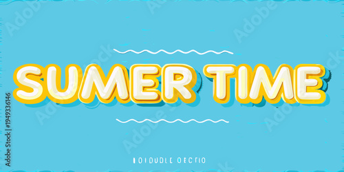 Bright summer time typography with a wavy blue background