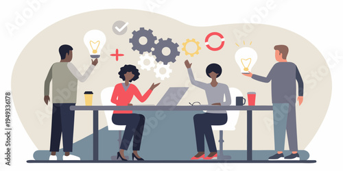 Diverse team collaborating with ideas and innovation at a modern workspace