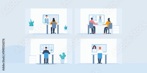 Remote work and virtual meetings connecting people across different locations