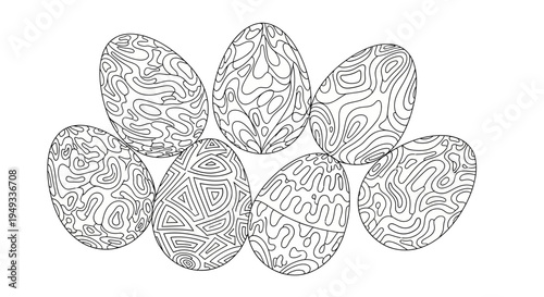 Abstract Line Art Easter Eggs Collection