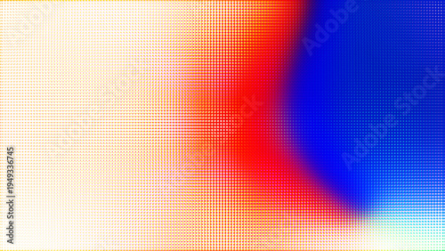 Abstract Red and Blue Halftone Gradient Background with Pixelated Grid Texture