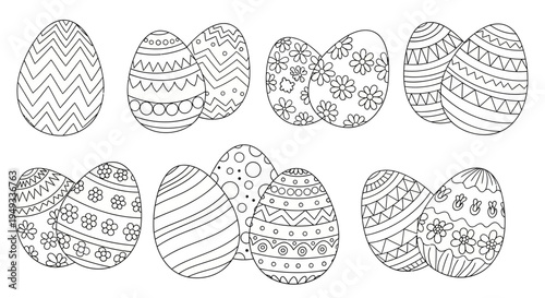 Easter Egg Patterns Collection - Hand-Drawn Line Art