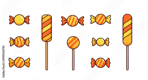 Colorful candy and lollipops illustration