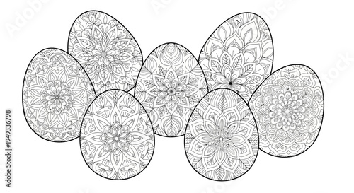 Easter Egg Coloring Page with Mandala Patterns