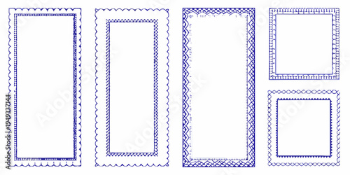 Collection of ornate blue rectangular and square frame designs