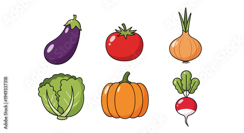 Colorful cartoon vegetables isolated white