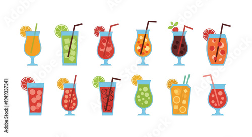 Colorful cocktail assortment illustration