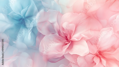 Soft Texture of Blue and Pink Flowers Filling the Background in a Gentle Arra...