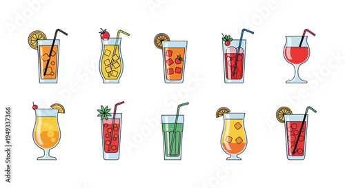 Colorful cocktail assortment illustration
