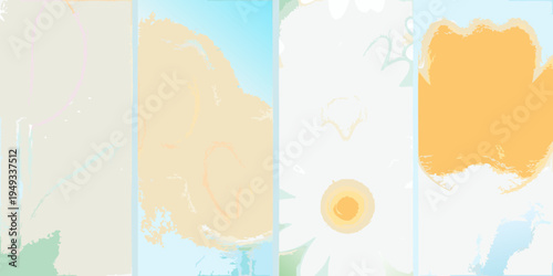 Abstract watercolor washes in shades of blue orange and white