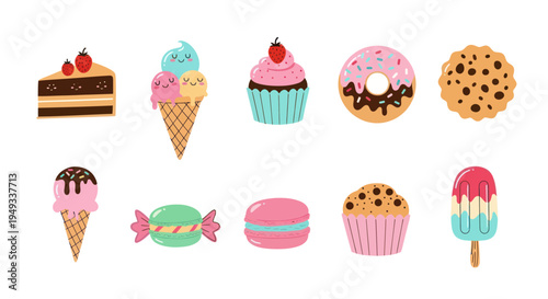Colorful dessert assortment illustration