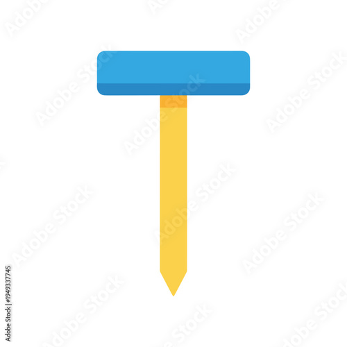 colorful blue and yellow pushpin on white background