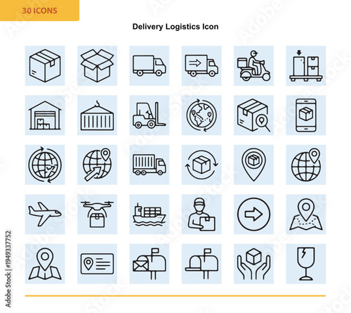 Flat design delivery logistics icons for business and transportation vector illustration
