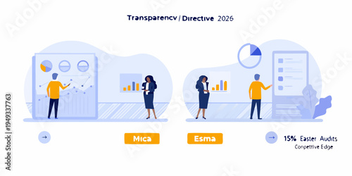 Business professionals analyze data and collaborate in a modern workspace