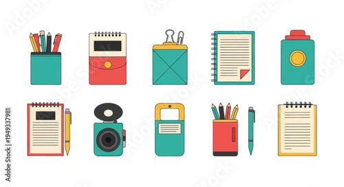 Office supplies and stationery illustrations