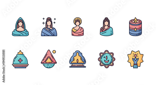 Religious icons and symbolic illustrations