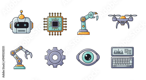 Robotics and technology icons vector