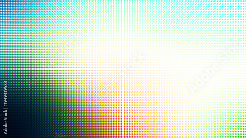 Abstract Halftone Gradient Background with Cyan and Green Pixel Pattern