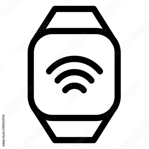 This icon represents contactless payment via a smartwatch- ideal for banking- finance- and technology applications. It symbolizes secure and convenient mobile transactions.