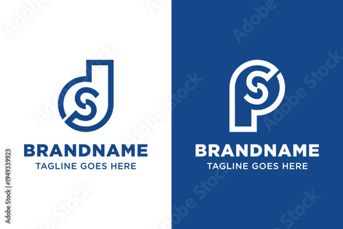 Letters DS or PS Simple Logo, suitable for SD SP Initials