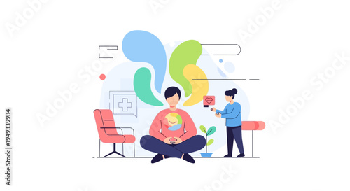 Inner Peace and Mental Health: Therapy, Mindfulness, and Emotional Well-being Illustration