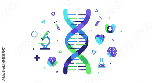 Genetics and Biotechnology Abstract: DNA, Healthcare, and Scientific Research Illustration