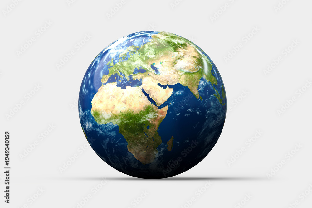 Obraz premium Realistic Planet Earth Globe Isolated on White Background - 3D rendering