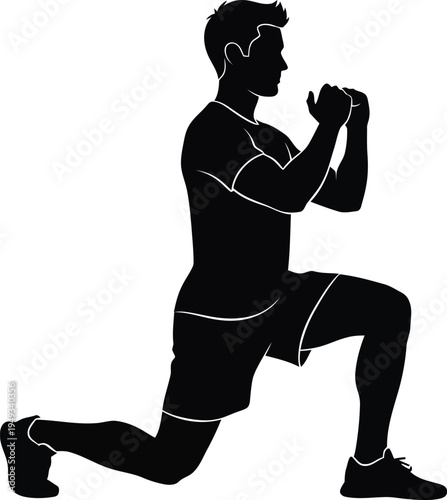 Man performing a lunge exercise with proper form and technique