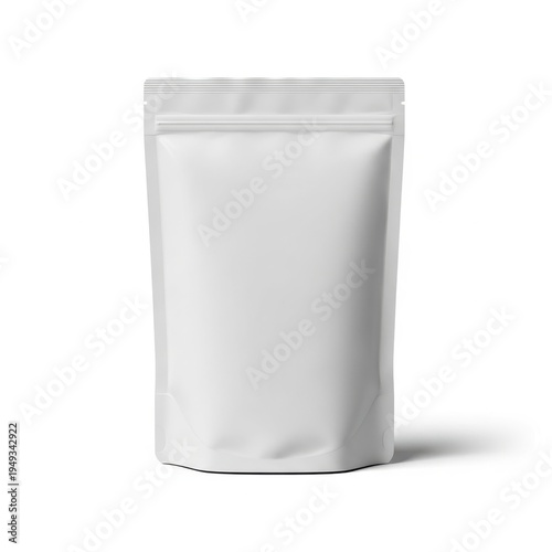A white resealable pouch on a plain background