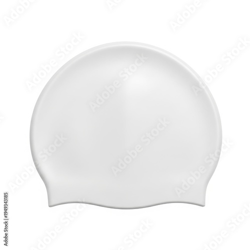 A white swim cap on a plain white background