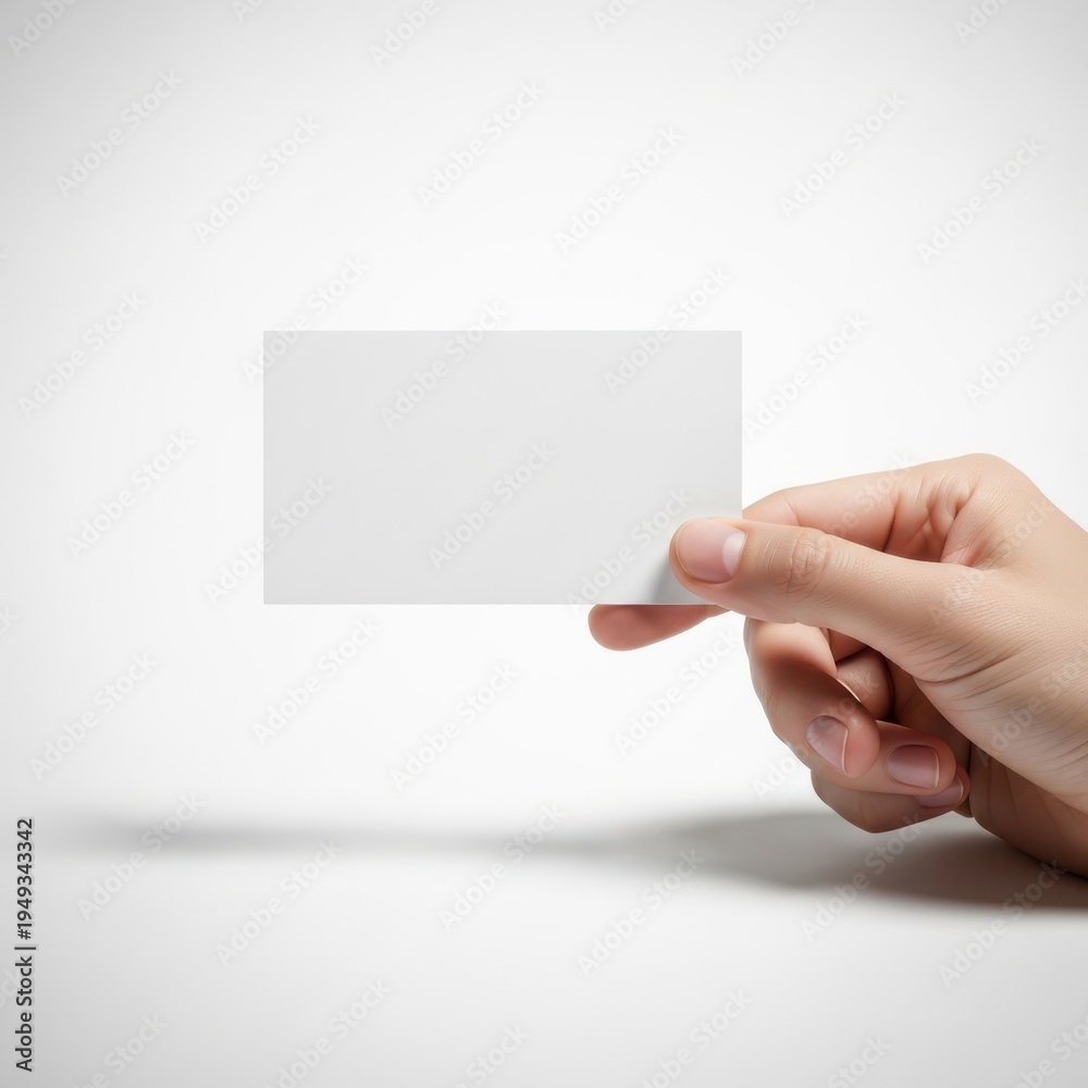 Fototapeta premium A hand holding a blank white business card
