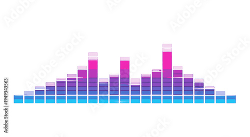Colorful sound wave equalizer bars in blue and pink, representing audio levels or music visualization