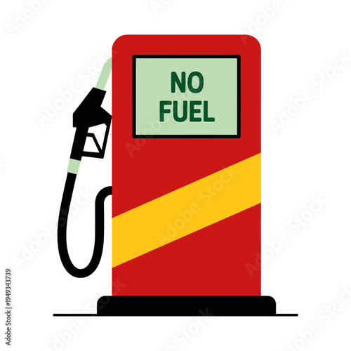 Red fuel pump with no fuel sign on screen  gas station icon