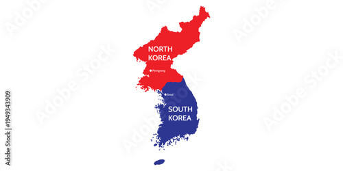 Background of administrative map of South Korea and North Korea. Korea Bay. Territorial conflict