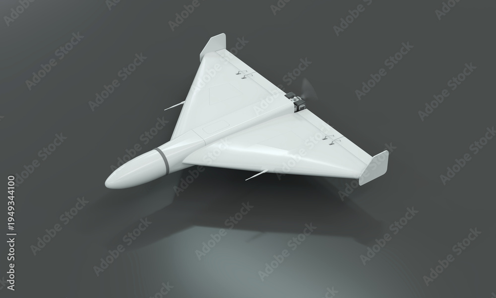 Fototapeta premium Drone militaire à aile delta - Rendu 3D