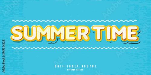 Colorful summer time typography with a wavy ocean themed background