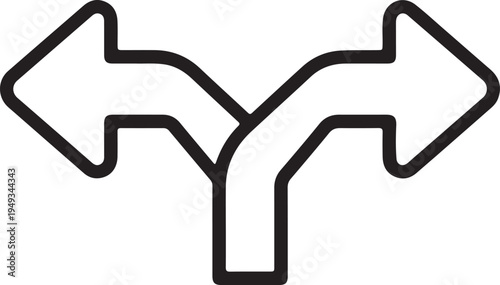 Vector directional arrow fork icon isolated PNG with Transparent Background