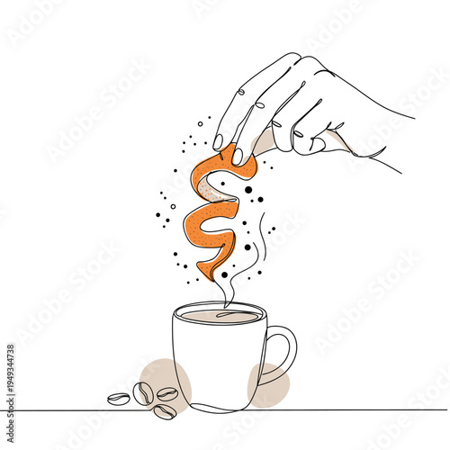 hand-drawn illustration of person tamping espresso coffee grounds
