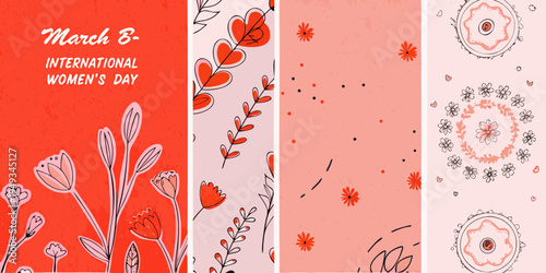 International women s day celebration with floral decorative backgrounds