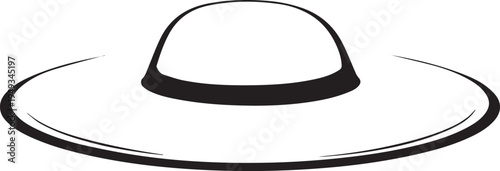 Hand Drawn Woman Hat Black and White Illustration in Minimal Line Art Style Design