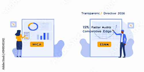 Data analysis and presentation with two people interacting with digital displays