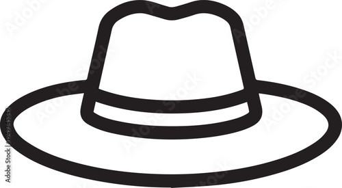 Hand Drawn Woman Hat Black and White Illustration in Minimal Line Art Style Design