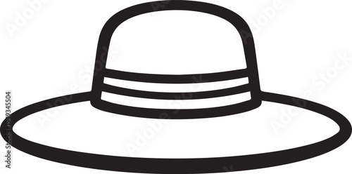 Hand Drawn Woman Hat Black and White Illustration in Minimal Line Art Style Design