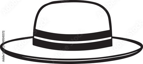 Hand Drawn Woman Hat Black and White Illustration in Minimal Line Art Style Design