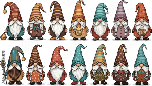 Easter eggs vector gnomes colorful easter gnomes with hats and beards